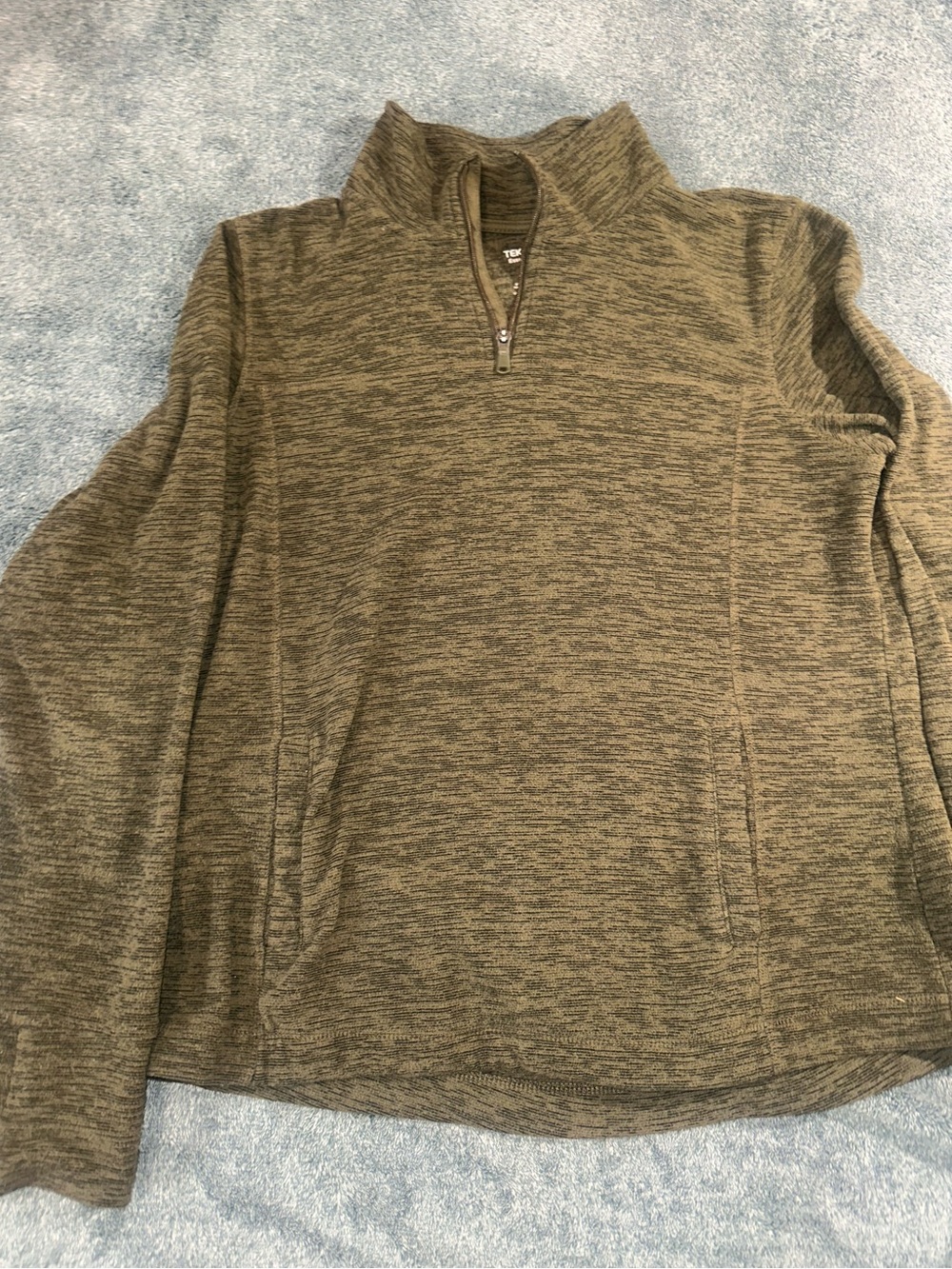 tek gear Olive Green Marled Quarter-Zip Pullover